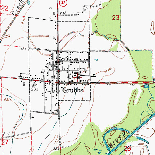 Topographic Map of Grubbs Elementary School, AR