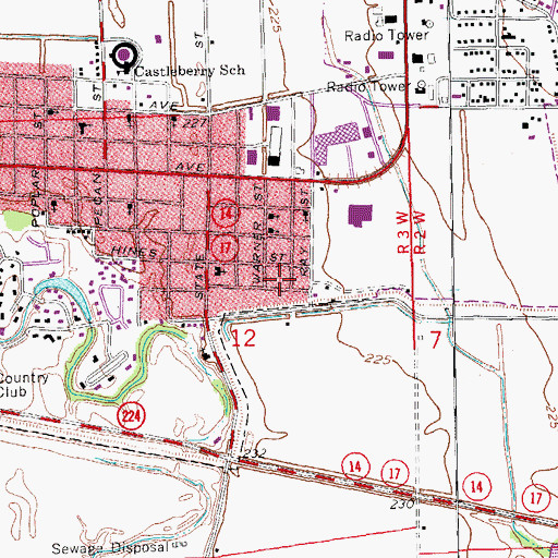 Topographic Map of Hines Park, AR