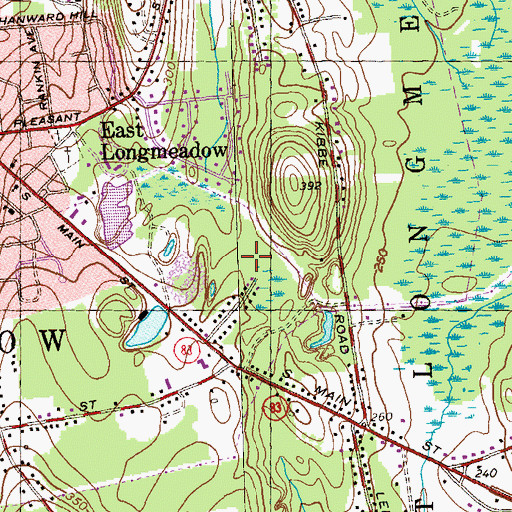 Topographic Map of Town of East Longmeadow, MA