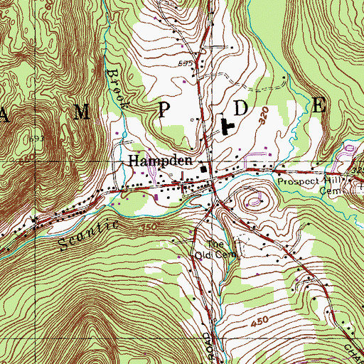 Topographic Map of Town of Hampden, MA
