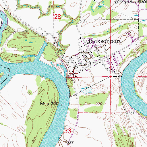 Topographic Map of Jacksonport State Park, AR