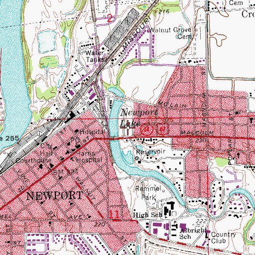 Topographic Map of Lockwood Park, AR
