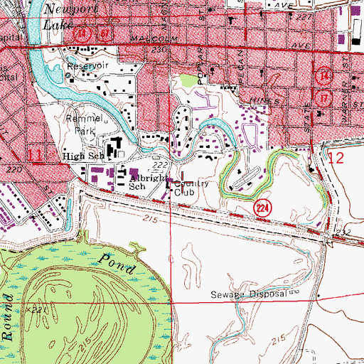 Topographic Map of Newport Country Club, AR