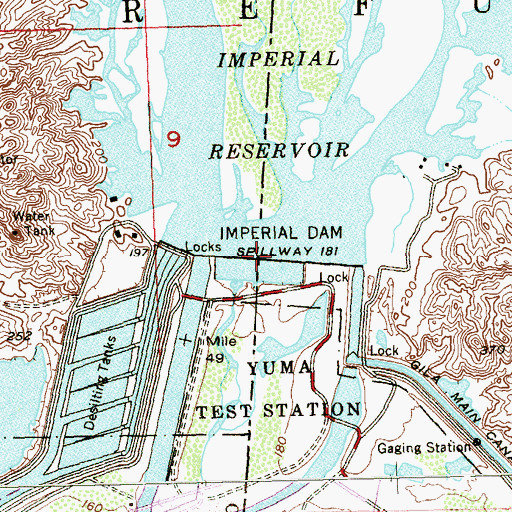 Topographic Map of Imperial Dam, AZ