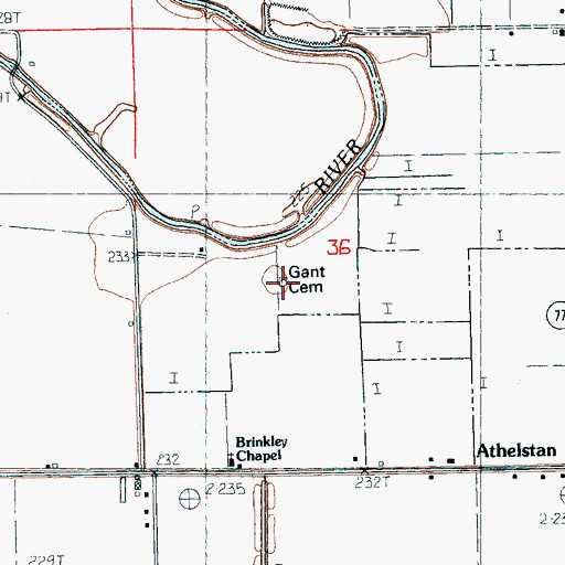 Topographic Map of Gant Cemetery, AR