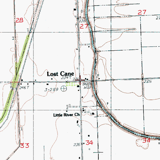 Topographic Map of Lost Cane, AR