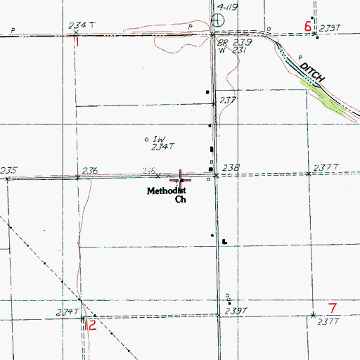 Topographic Map of Methodist Church, AR