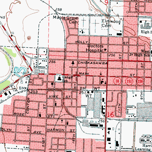 Topographic Map of Chickasawba, AR