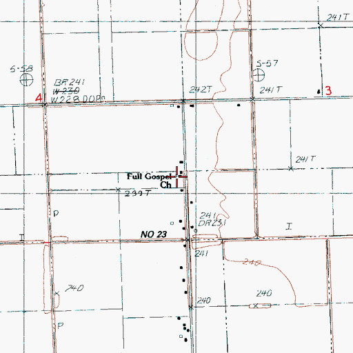 Topographic Map of Full Gospel Church, AR