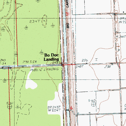 Topographic Map of Bo Doc Landing, AR