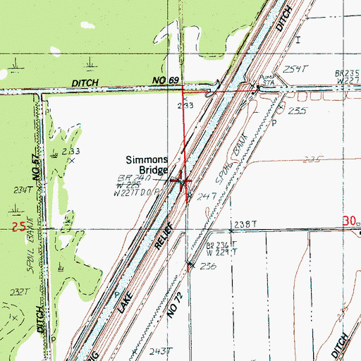 Topographic Map of Simmons Bridge, AR