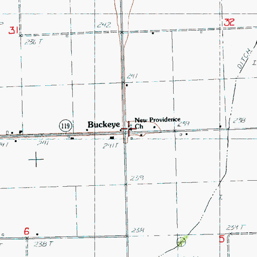 Topographic Map of New Providence Baptist Church, AR