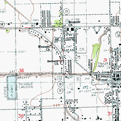 Topographic Map of Bethany Baptist Church, AR