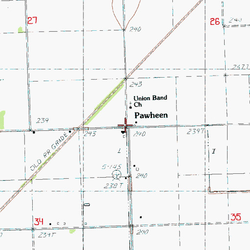 Topographic Map of Pawheen, AR