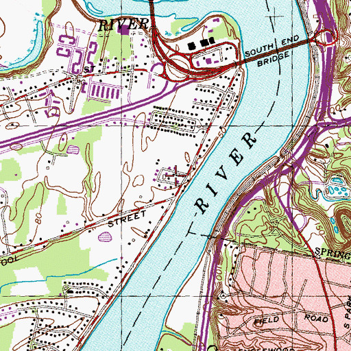 Topographic Map of Agawam-Springfield Seaplane Harbor Base, MA