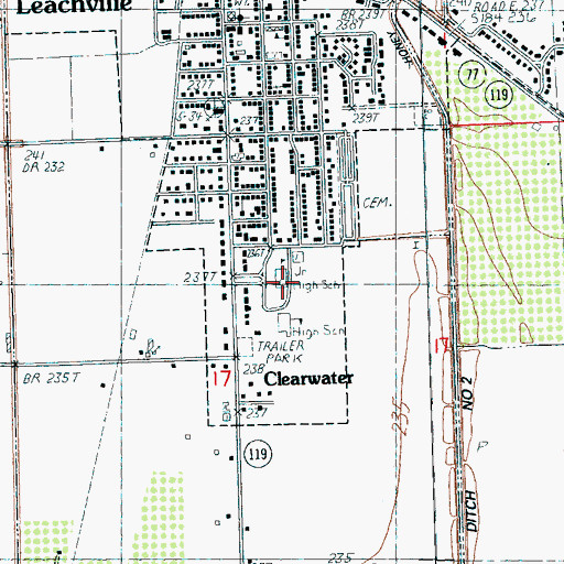 Topographic Map of Buffalo Island Central Junior High School, AR