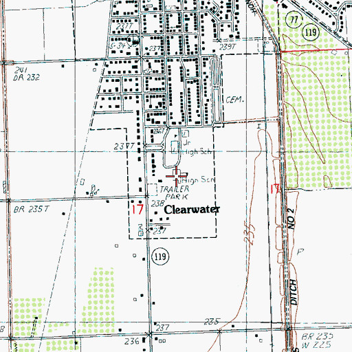 Topographic Map of Buffalo Island Central East Elementary School, AR