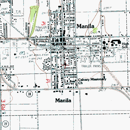 Topographic Map of First Baptist Church of Manila, AR