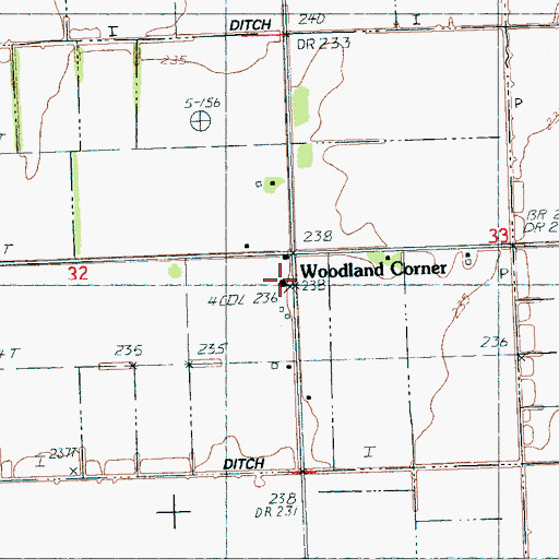 Topographic Map of Woodland Corner Baptist Church, AR