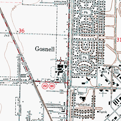 Topographic Map of Gosnell Junior High School, AR