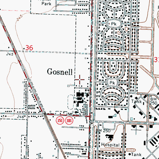 Topographic Map of Gosnell High School, AR