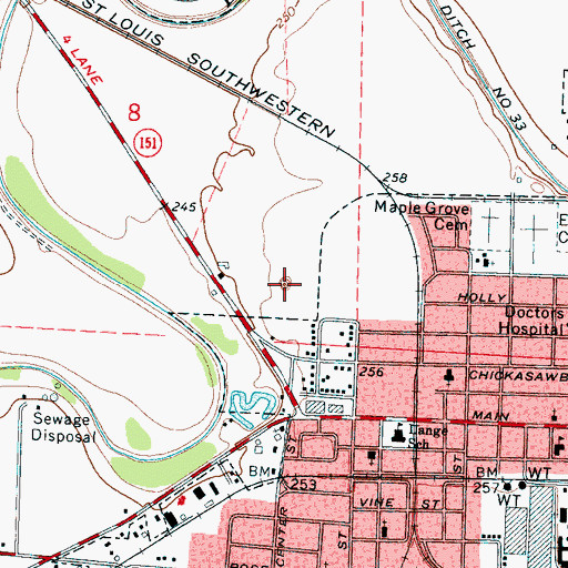 Topographic Map of Chickasawba Mound, AR