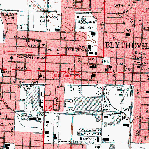 Topographic Map of First United Methodist Church, AR
