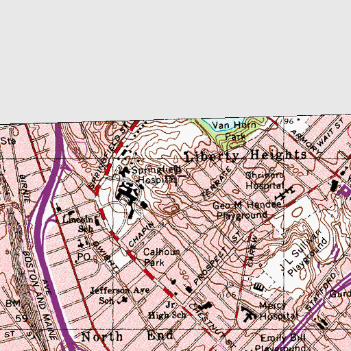 Topographic Map of Baystate Medical Center Heliport, MA