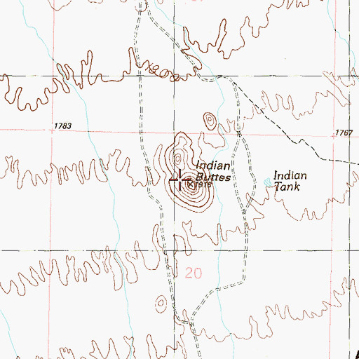 Topographic Map of Indian Buttes, AZ