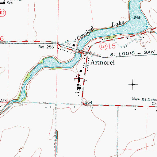 Topographic Map of Armorel High School, AR
