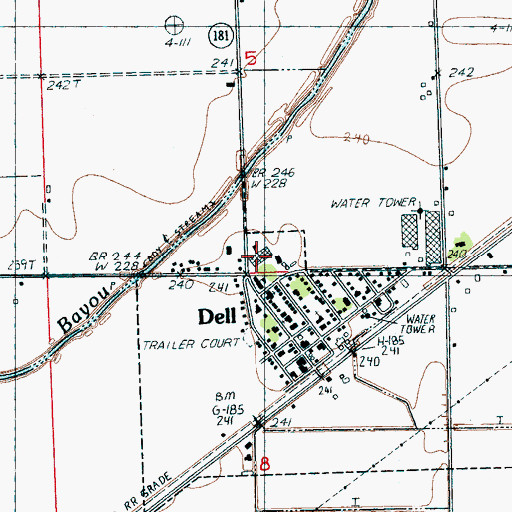 Topographic Map of Dell Elementary School, AR