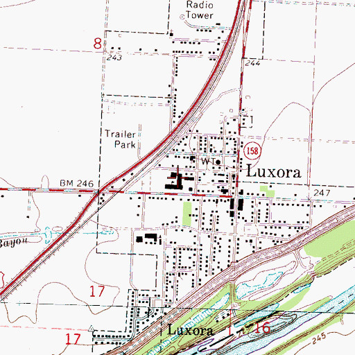 Topographic Map of Luxora Elementary School, AR
