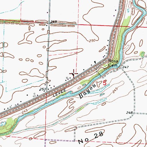 Topographic Map of Rosa Baptist Church, AR