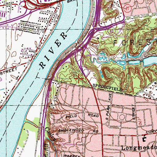 Topographic Map of Pecousic Brook, MA