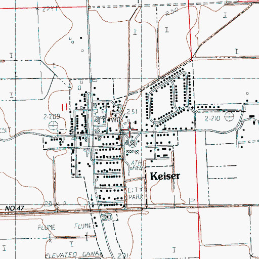 Topographic Map of First Baptist Church of Keiser, AR