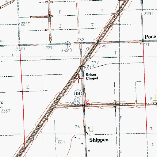 Topographic Map of Keiser Chapel, AR