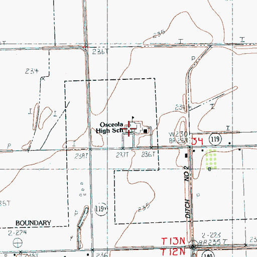 Topographic Map of Osceola High School, AR