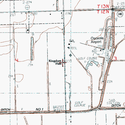 Topographic Map of Kingdom Hall, AR