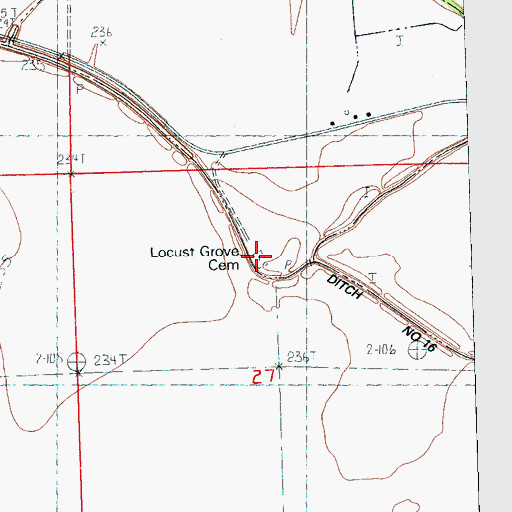 Topographic Map of Locust Grove Cemetery, AR