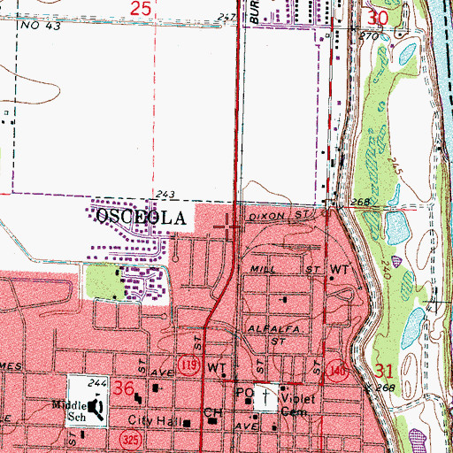 Topographic Map of Rosenwald School, AR