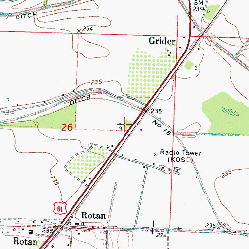 Topographic Map of Grider School (historical), AR