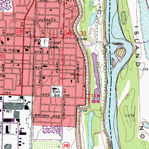 Topographic Map of Eastside Baptist Church, AR