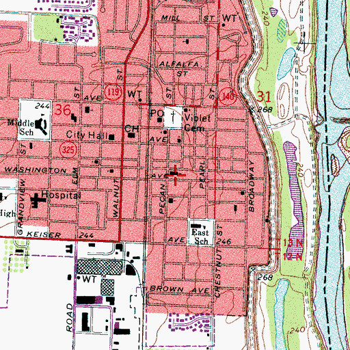 Topographic Map of First Baptist Church of Osceola, AR