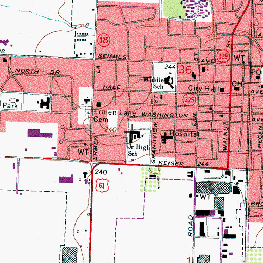 Topographic Map of Osceola Junior High School, AR