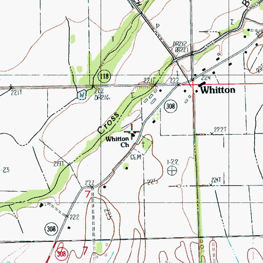 Topographic Map of Whitton Baptist Church, AR