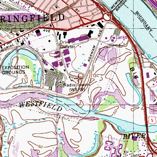 Topographic Map of WSPR-AM (Springfield), MA