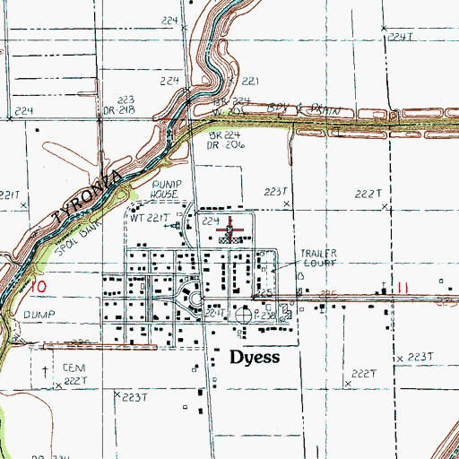 Topographic Map of Dyess Elementary School (historical), AR