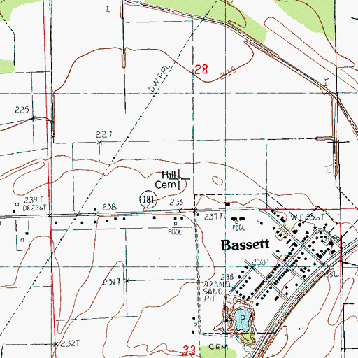 Topographic Map of Hill Cemetery, AR