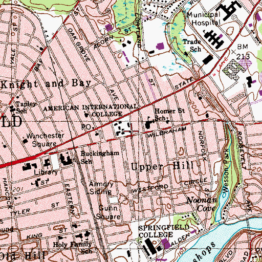 Topographic Map of WAIC-FM (Springfield), MA