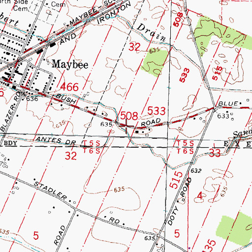 Topographic Map of Antes Drain, MI
